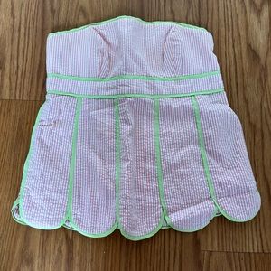 LILLY PULIZTER Scalloped Corset Striped Top (0)